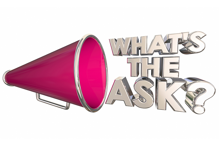 Red Bullhorn What's the Ask graphic for setting specific goals